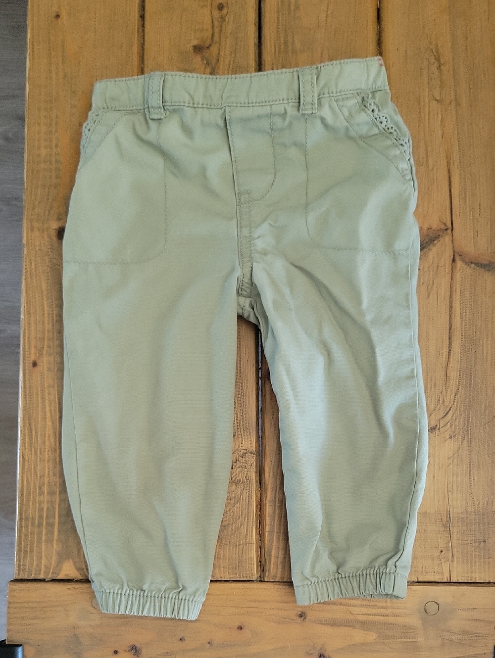 Kids Light Sage Green Elastic Cuff Joggers